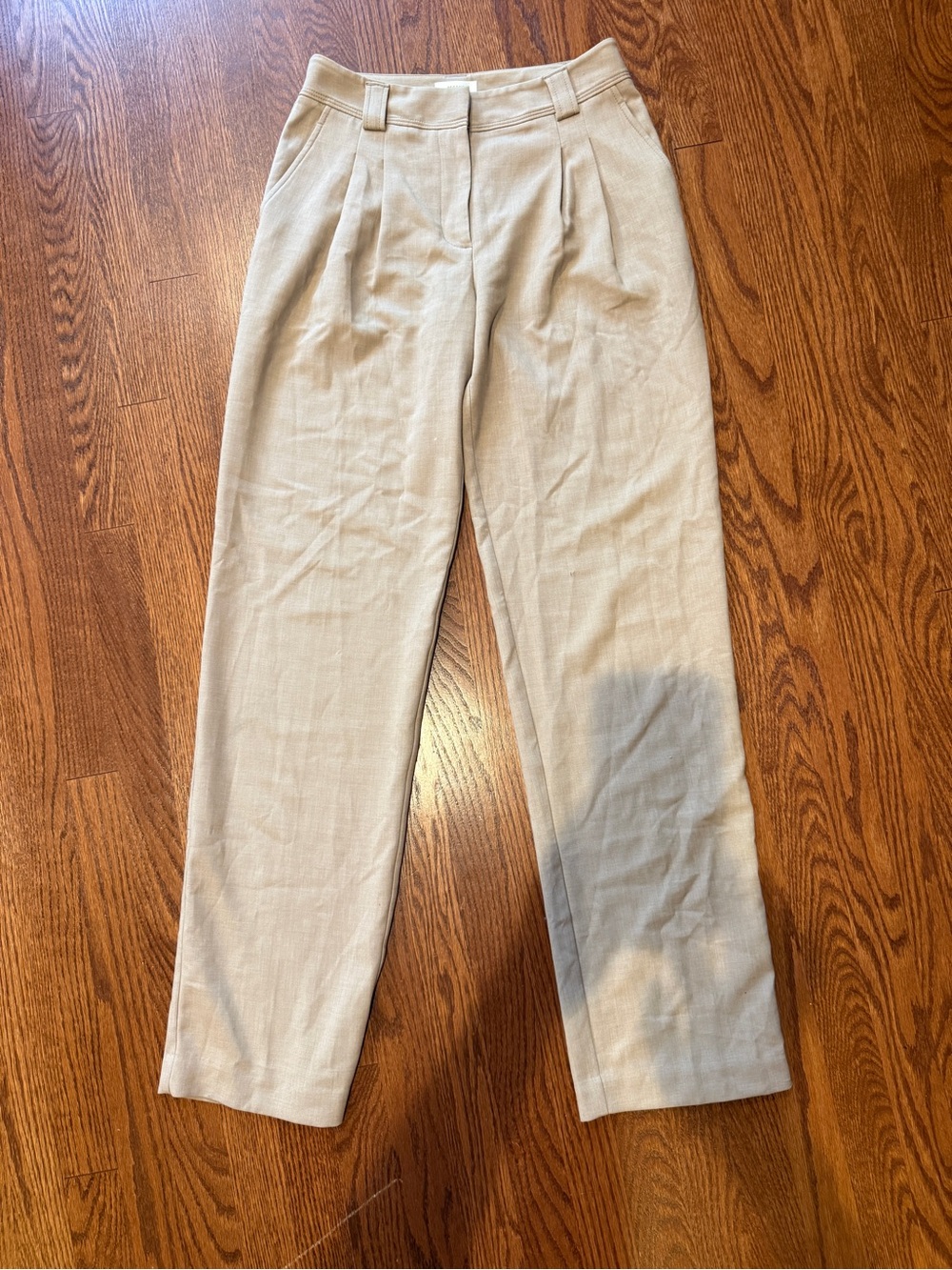 Anthropologie Pleated High-Rise Trousers in Light Beige Size 4